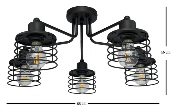 Lampa w stylu loft szara Koszyk 5