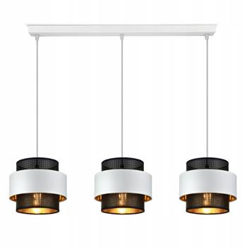 Lampa wisząca w stylu glamour biało-czarno-złota trzy źródła światła
