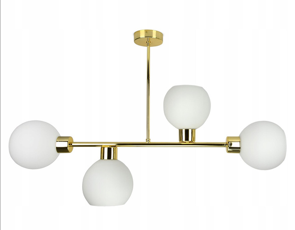 Lampa sufitowa biało-złota mleczne kule 4 źródła światła