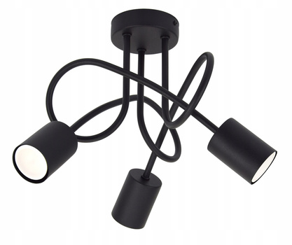 Lampa sufitowa do pokoju młodzieżowego czarna Zakręcony Cylinderek 3xGU10