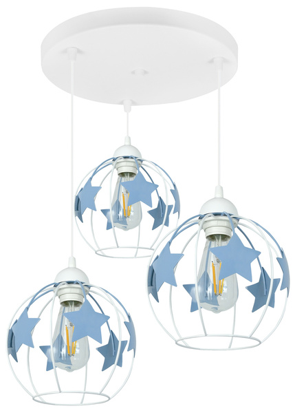 Lampa sufitowa do pokoju dziecka niebieskie gwiazdki 3-punktowa Led 