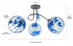Lampa sufitowa do pokoju dziecka niebieskie abażury 3 punktowa Zakręcony Globus
