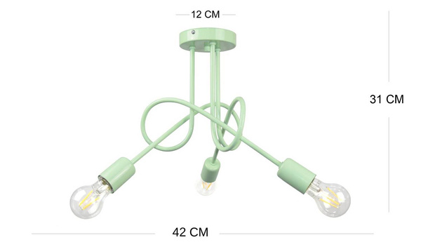 Lampa sufitowa do pokoju dziecka seledynowa Mondo 3 