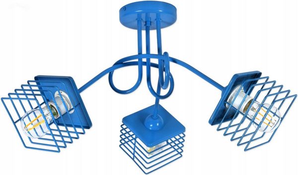 Lampa sufitowa do pokoju dziecka niebieska Edison Koszyk Kwadrat 3