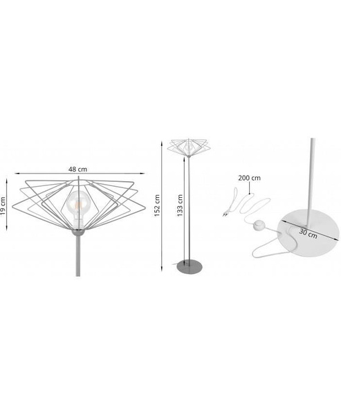 Nowoczesna Metalowa Lampa Stojąca Druciak Loft