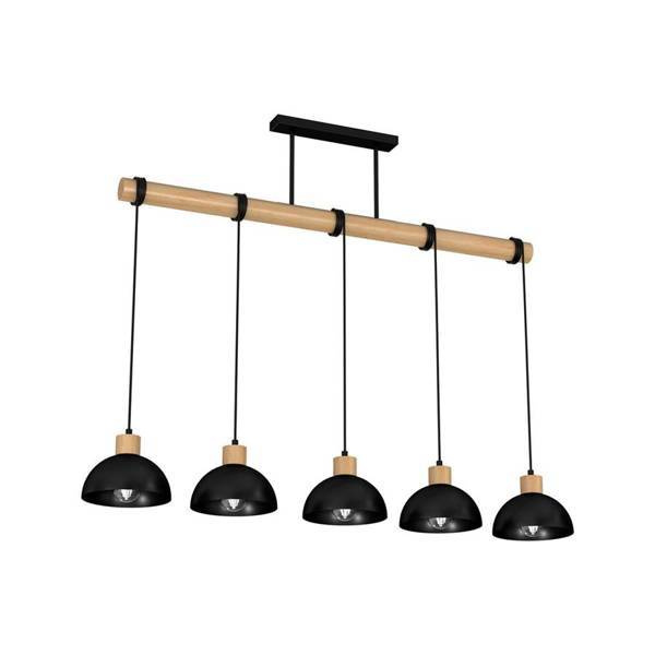 Lampa wisząca ERIK, MLP7227, czarny/drewno, 5x60W E27