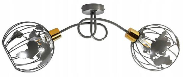 Lampa sufitowa do pokoju dziecięcego szara Zakręcony Globus 2xE27 Led 