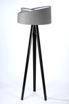 Lampa podłogowa stojąca asymetryczna welurowa Tami Szaro-Biała