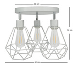 Lampa sufitowa do pokoju dziecka szara w stylu loft druciak Carmen 3xE27