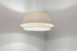 Lampa w stylu Boho podwójny abażur len i naturalny rattan kremowa 