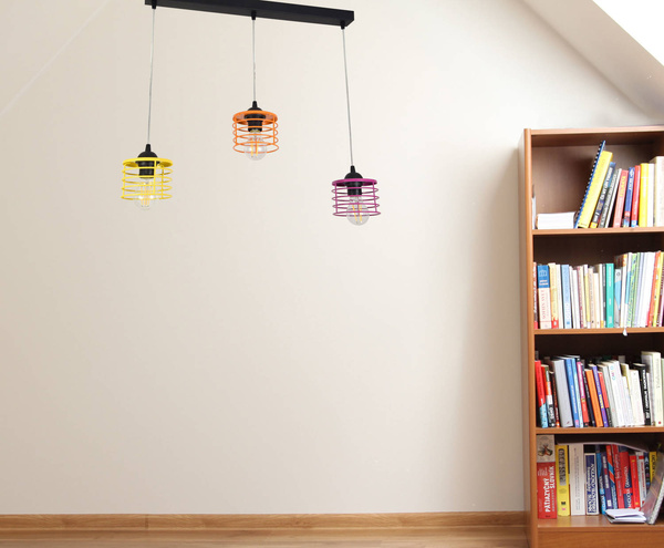 Lampa wisząca do pokoju dziecka kolorowa w stylu loft Linka Edison Koszyk 3