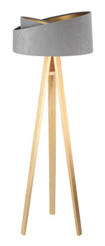 Lampa podłogowa trójnóg szary abażur, złoty środek Tami