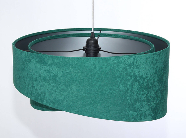 Lampa wisząca asymetryczna welurowa Rubin zielono srebrna