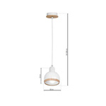 Lampa wisząca OVAL , MLP7043, biały/drewno, 1x60W E27