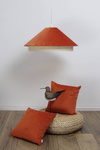 Lampa w stylu Boho podwójny abażur welur i naturalny rattan pomarańczowa 