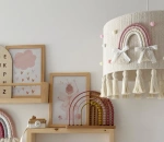Lampa wisząca do pokoju dziewczynki w stylu Boho Tęcza Pastel Chwosty 35 cm