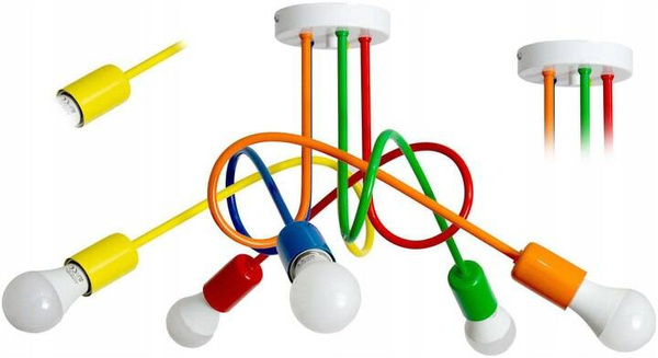 Lampa sufitowa do pokoju dziecięcego kolorowa  Mondo 5 Mix1 Loft Led