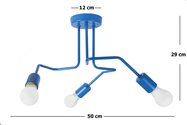 Lampa sufitowa do pokoju dziecka niebieska Vanessa 3xE27 Led