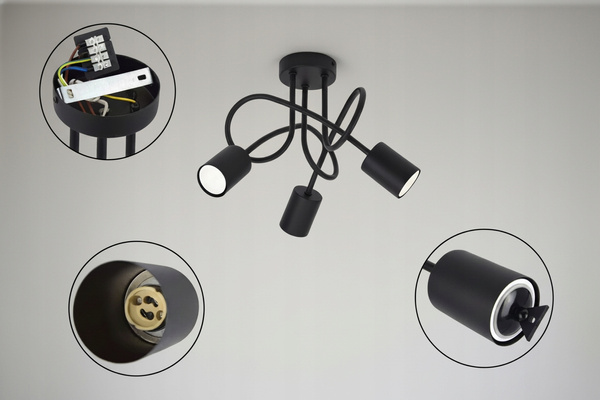 Lampa sufitowa do pokoju młodzieżowego kolorowa Zakręcony Cylinderek 3xGU10 