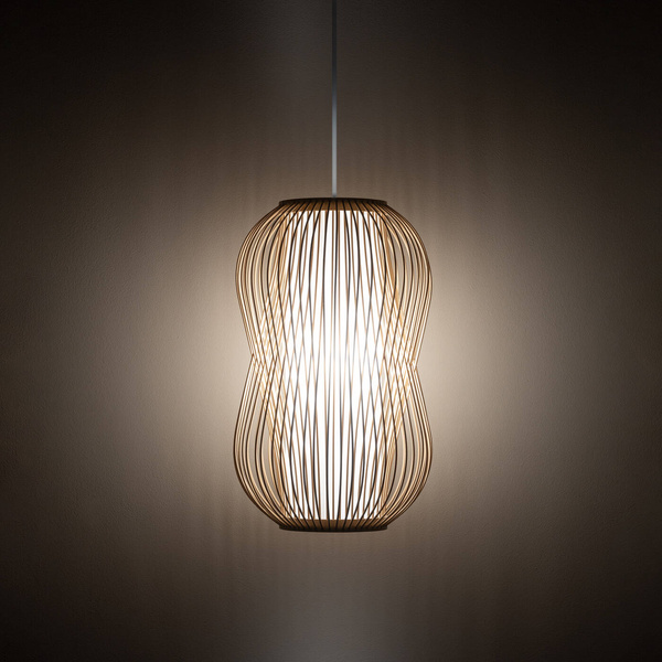 Lampa wisząca PUKET M śr. 26cm E27 | naturalne drewno/biały