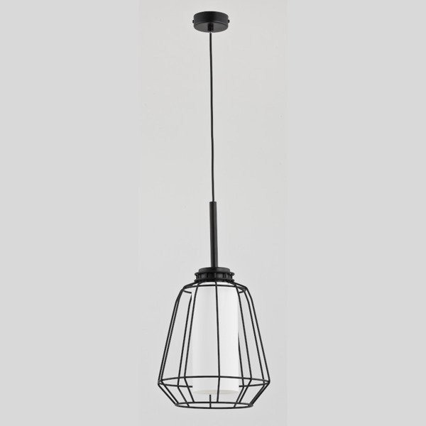 Druciana lampa kratka z kloszem ALICANTE czarna śr. 24cm
