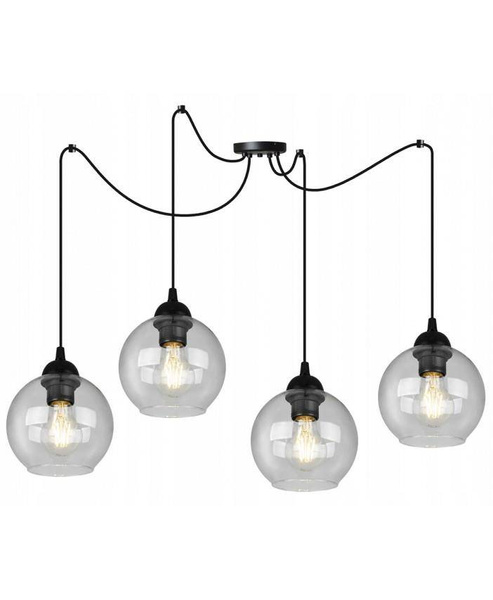 Nowoczesna lampa typu pająk szklane klosze Loft 4xE27 Led 