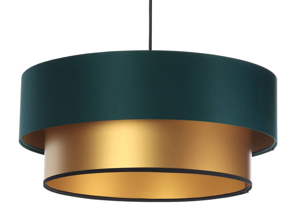 Lampa wisząca w kolorze butelkowej zieleni i złota podwójna 50 cm 