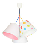 Lampa sufitowa do pokoju dziewczynki w grochy kolorowa stożki 3xE27