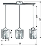 Lampa wisząca chromowa szklany klosz 3D 3x40W Nocturno Candellux 33-57709