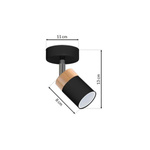 Lampa sufitowa/kinkiet JOKER, MLP6303, czarny/drewno/chrom, 1x8W GU10