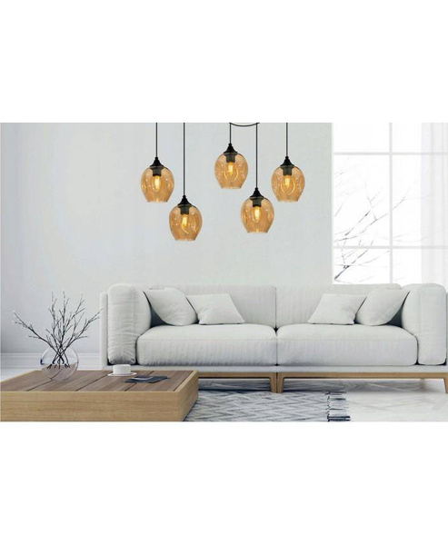 Lampa wisząca industrialna typu pająk szklane klosze nowoczesna 5xE27 Led 