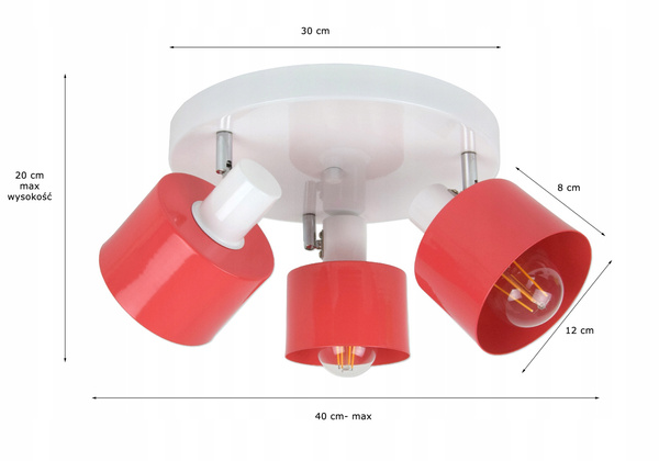 Lampa do pokoju dziecięcego różowa Classic 3 
