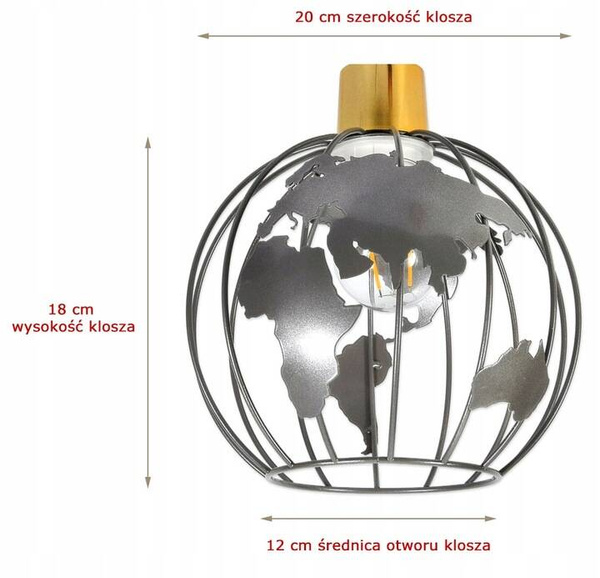 Lampa sufitowa do pokoju młodzieżowego szara  Edison Globus 3 