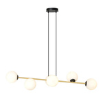 Nowoczesna lampa wisząca nad wyspę biało- złota GRAVITY 6 BL OPAL