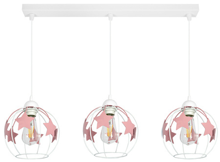 Lampa sufitowa do pokoju dziewczynki różowe gwiazdki 3-punktowa Led