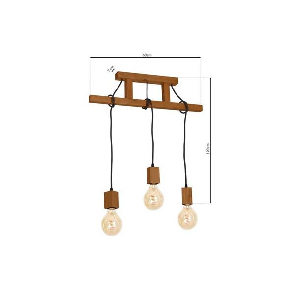 Lampa Wisząca JACK, MLP4357, dąb, 3x60W E27