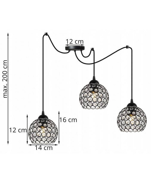 Nowoczesna Lampa wisząca typu Pająk Spider Crystal 3xE27 Led