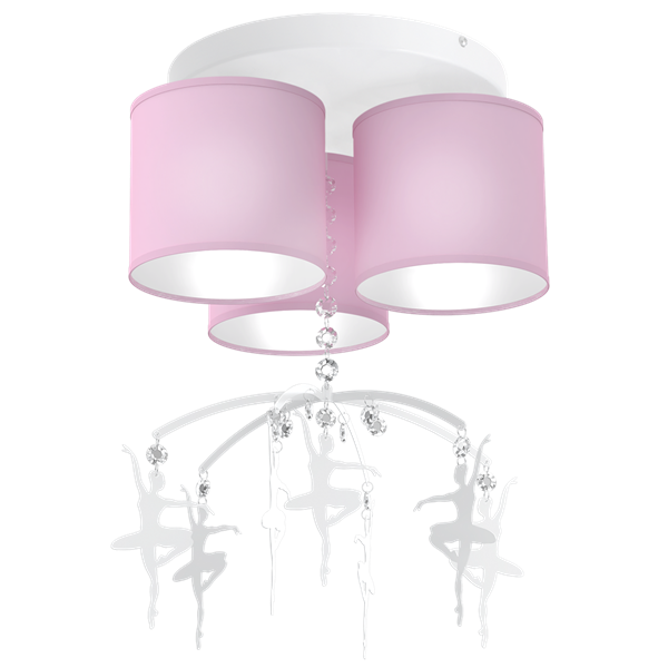 Lampa sufitowa dziecięca z abażurem BALETNICA III różowy śr. 36cm