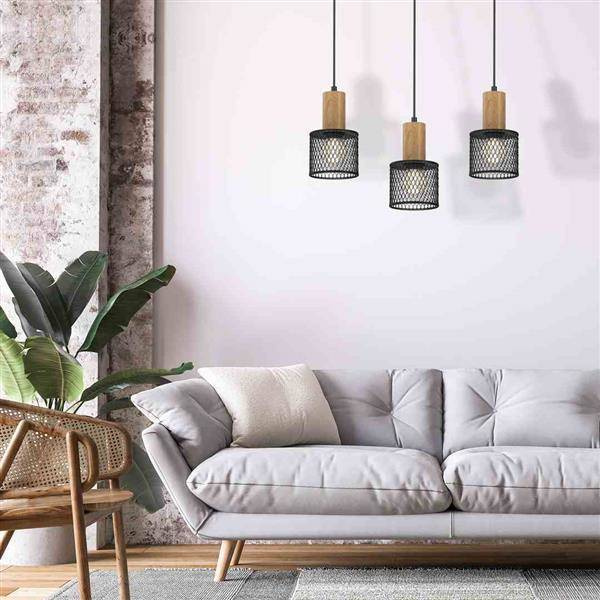 Lampa wisząca SOBRESA 3xE27 | Czarna