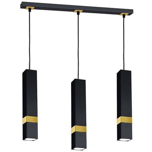 Nowoczesna lampa wisząca listwa VIDAR BLACK/GOLD 3xGU10 MLP6280