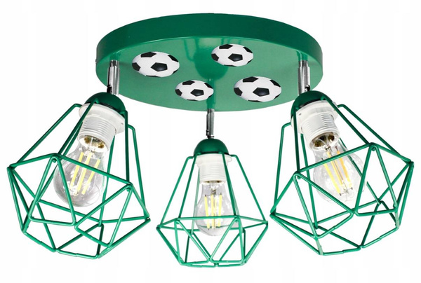 Lampa sufitowa do pokoju chłopca zielona z motywem piłkarskim Mundial 3xE27 Led 