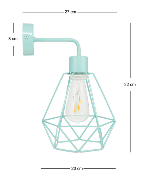 Lampa ścienna pokoju dziecka pastelowa - turkusowa druciak Carmen 1xE27