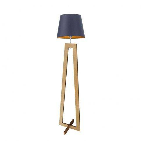 Lampa stojąca z drewna KOS GOLD