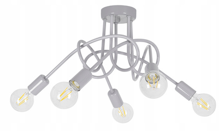 Lampa sufitowa do pokoju dziecka szara Magiczny Zawijas 5xE27 Led