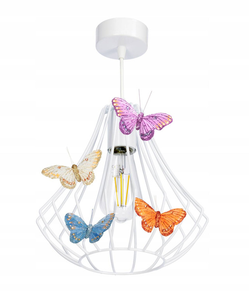 Lampa sufitowa do pokoju dziewczynki różowa pojedyncza Motylek Druciak 1