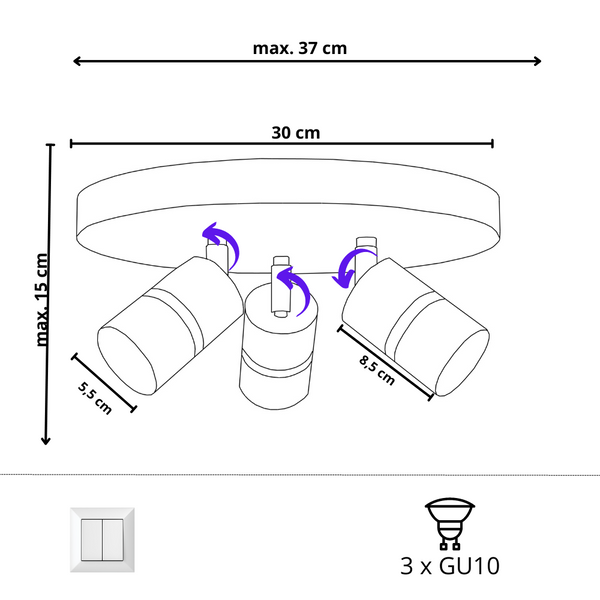 Lampa sufitowa do pokoju chłopca Autka GU10