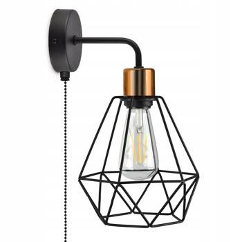 Nowoczesny kinkiet w stylu loft- druciak z wbudowanym włącznikiem