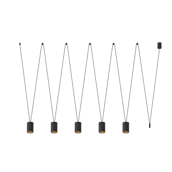 Lampa wisząca nad wyspę MORE TONE V regulowana 5x GU10 10W | czarny złoty