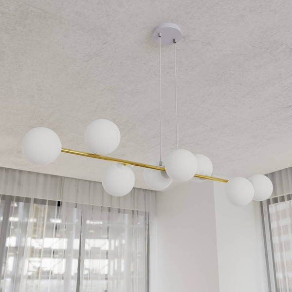 Nowoczesna lampa wisząca nad wyspę biało- złota GRAVITY 8  WH GOLD