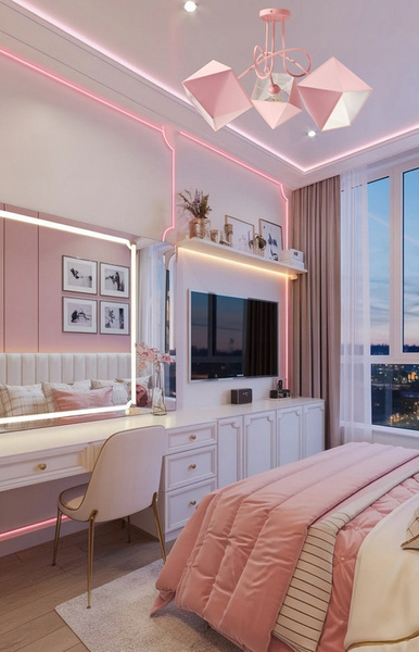 Lampa sufitowa do pokoju dziewczynki różowa Edison Diament 3xE27 Led